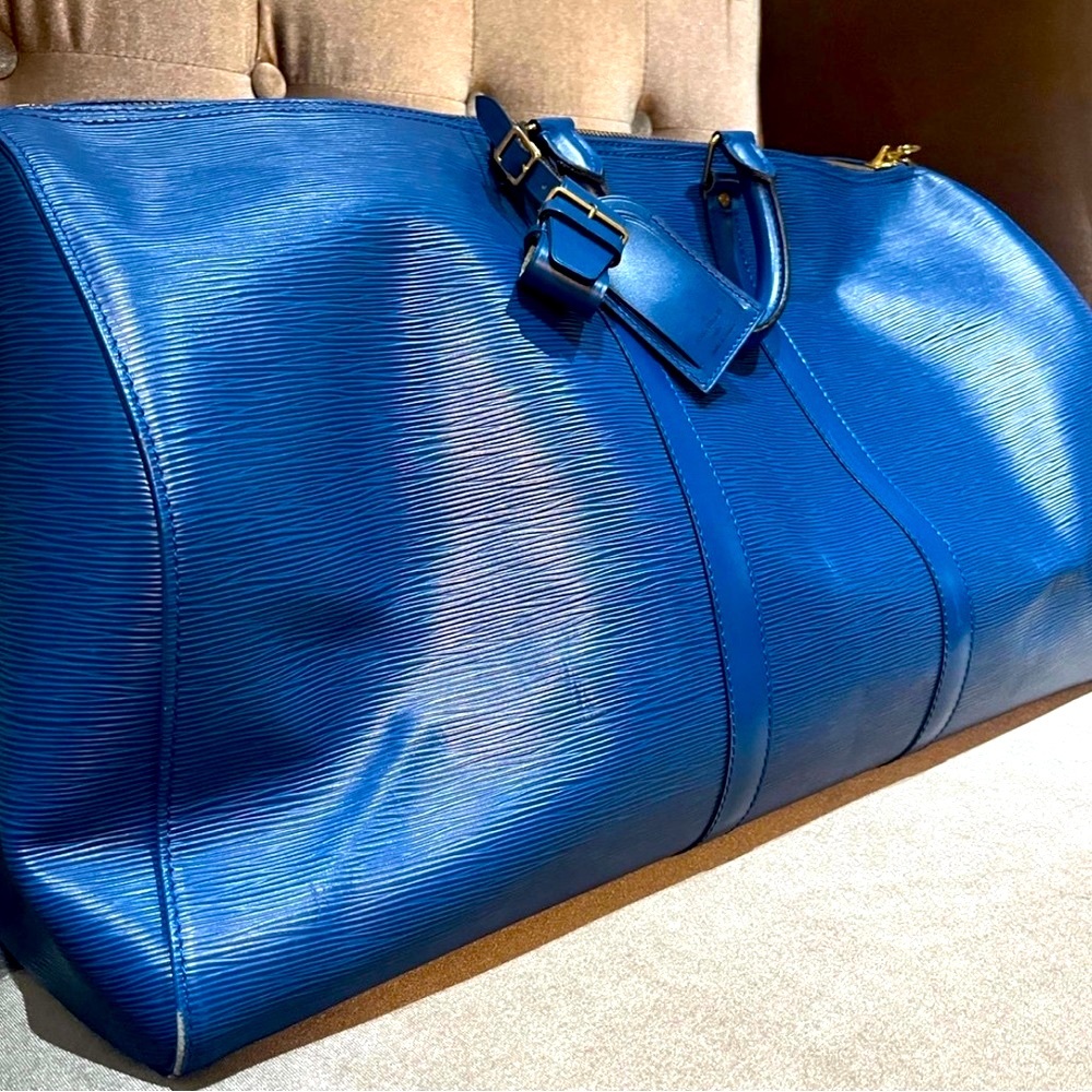 Louis Vuitton Blue Epi Keepall 55